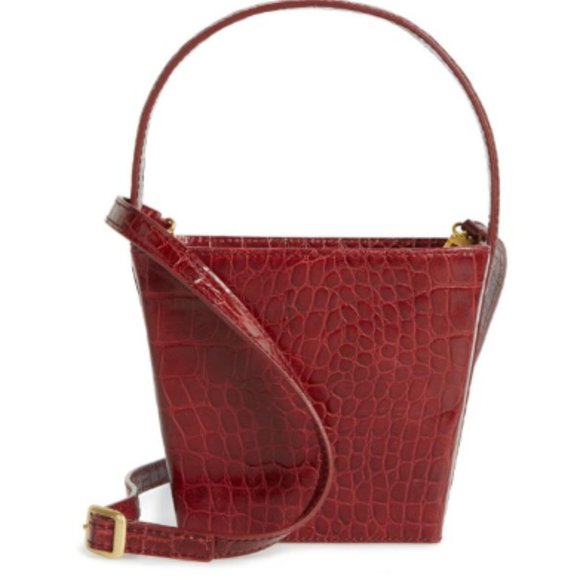 STAUD Handbags - STAUD Edie Bag in Burgundy Croc